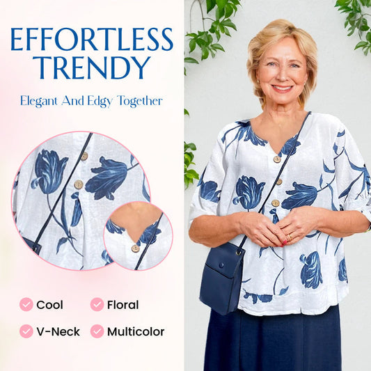 🔥Summer time 50% off🔥Women's Linen V-Neck Loose Top