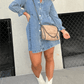 🔥FREE SHIPPING🔥Washed Denim Puff Sleeve Dress