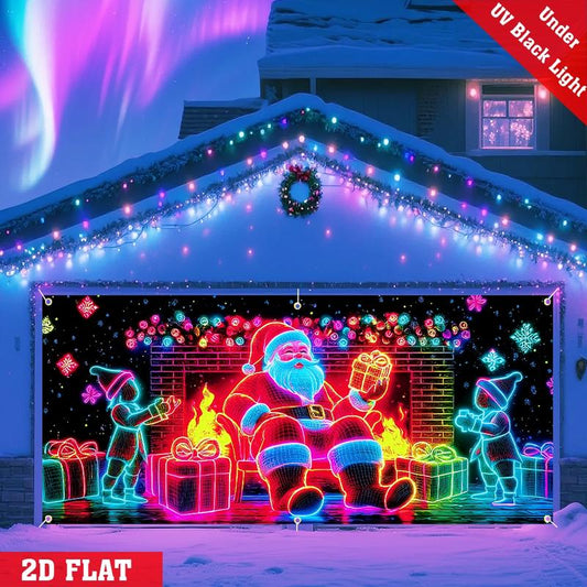 ⚡BLACK FLASH SALE🎇🚪UV Activated Christmas Garage Door Cover Banner, Glows in Dark🔥🎉