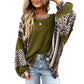 🔥Hot Sale 50% OFF🎁Womens Loose fit Long Sleeve Oversized Retro Leopard Contrast Patchwork Top