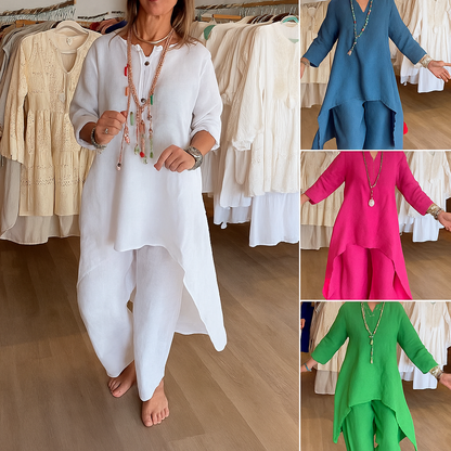 🔥50% OFF & Free Shipping🔥Women's Solid Color Linen Casual Suit