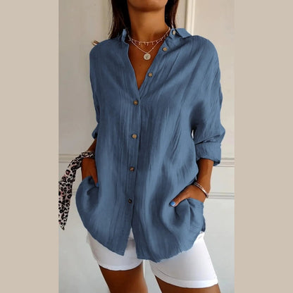 🔥Hot Sale 50% OFF🌷Classic Pleated Textured Single-Breasted Lapel Shirt for Women