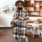 🍂49% OFF🔥Women's Plaid Print Long Sleeve Warm Tweed Coat