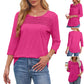 💥Hot Sales-49% OFF🔥Women’s Pleated Detail 3/4 Sleeve Casual T-Shirt