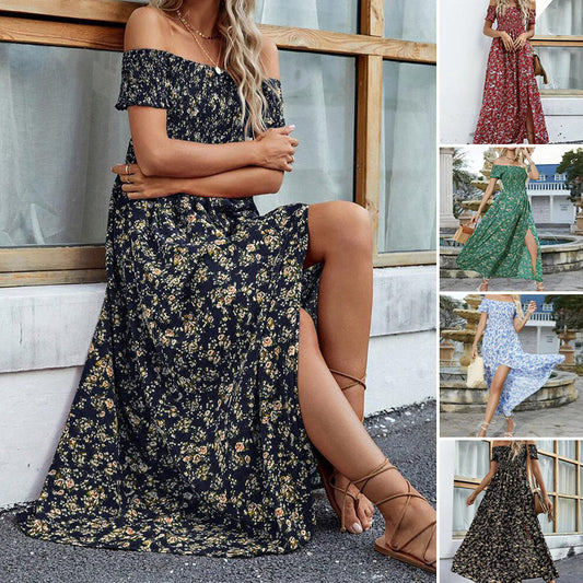👗Summer Sale 50% OFF🌹Women's Elegant Floral Off-Shoulder Dress