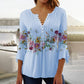 🩷Summer Sale 49% Off🔥Women's Floral Button V-Neck Pleated 3/4 Sleeve T-Shirt