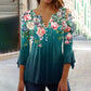 🩷Summer Sale 49% Off🔥Women's Floral Button V-Neck Pleated 3/4 Sleeve T-Shirt