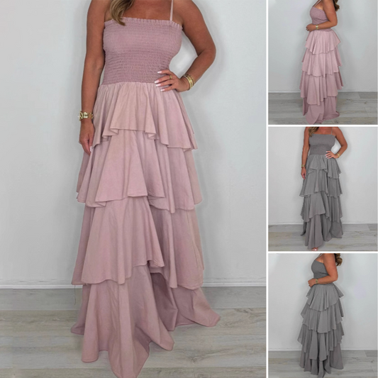 ✈️FREE SHIPPING🏖️2025 New Arrivals 💃Solid Color Spaghetti Tiered Skirt