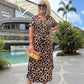 🌸2025 Hot Sale 50%OFF🌸Women's Leopard V-Neck Long Dress with Belt