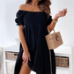 🌞Summer Sale 50% OFF🔥Women’s Elegant Solid Open Shoulder Short Dress