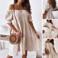 🌞Summer Sale 50% OFF🔥Women’s Elegant Solid Open Shoulder Short Dress