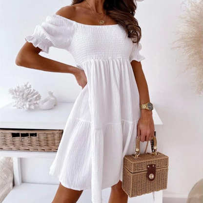 🌞Summer Sale 50% OFF🔥Women’s Elegant Solid Open Shoulder Short Dress