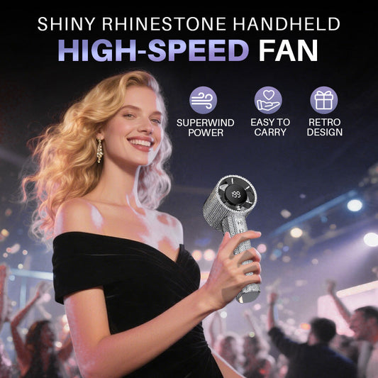 Shiny Rhinestone Handheld High-Speed Fan