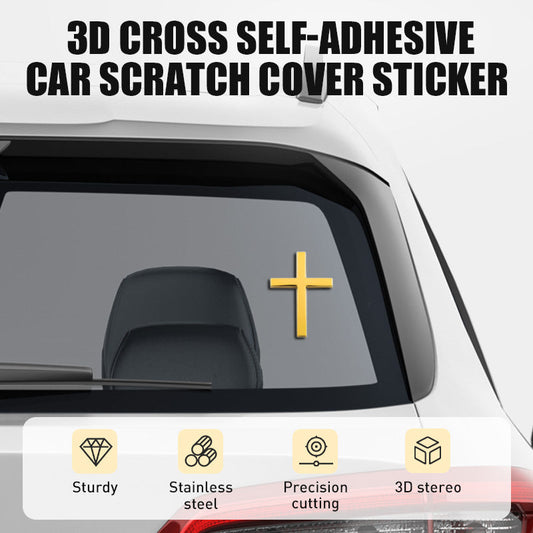 ✝️Metal Jesus Christ Cross Badge Stickers|3D Cross Self-Adhesive Car Scratch Cover Sticker