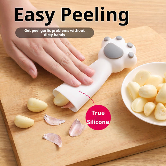 🧄🐱🐾 Purr-fect Cat Paw Garlic Peeler Roller