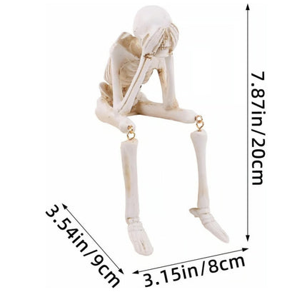 💀🎃No Evil Skeleton Figurine for Gothic & Halloween Decor