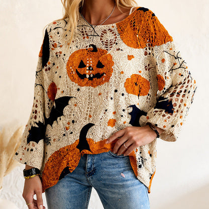 🎃Women's Halloween Loose Fit Batwing Knit Sweater🎁
