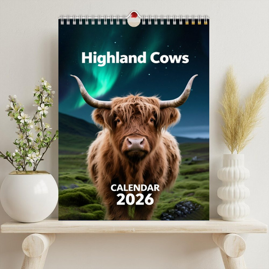 🐂🗓️2026 Decorative Highland Cattle Wall Calendar🎁