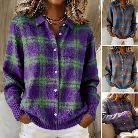 🥂 New Year, New Style: 60% Off💖Women's Plaid Button-Down Sweater Jacket💥